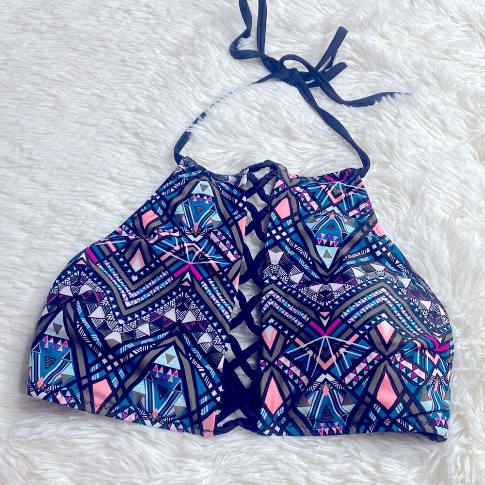 Rue Bleu By Rue 21 Swimsuit Halter Bikini Swim Top Size Medium